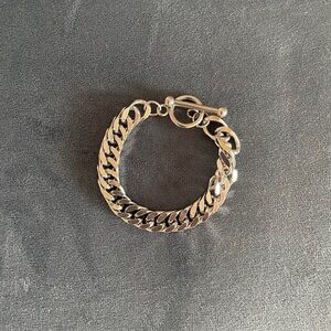 DALMATA Brand New Silver Chain Toggle Bracelet